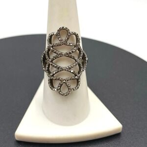 Designer Pave Chocolate Diamond 925 Sterling Silver Sophisticated Ring Sz 8.5